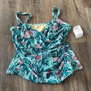 Miracle suit Tropical Leaf Print Tankini Top Sz 18
